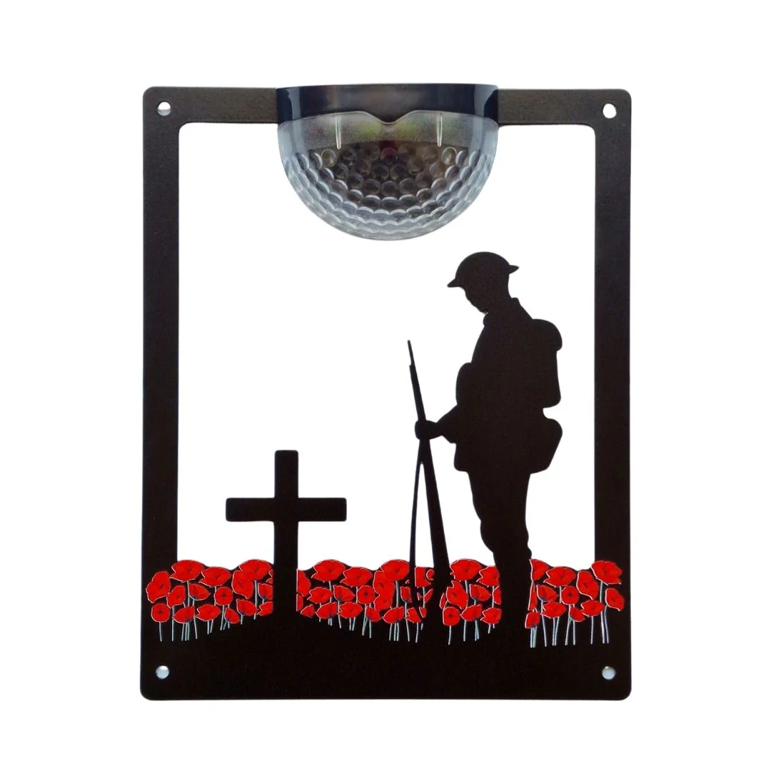 Remembrance Soldier & Red Poppies Solar Light Wall Plaque (You Can Personalise Me!) - Image 8