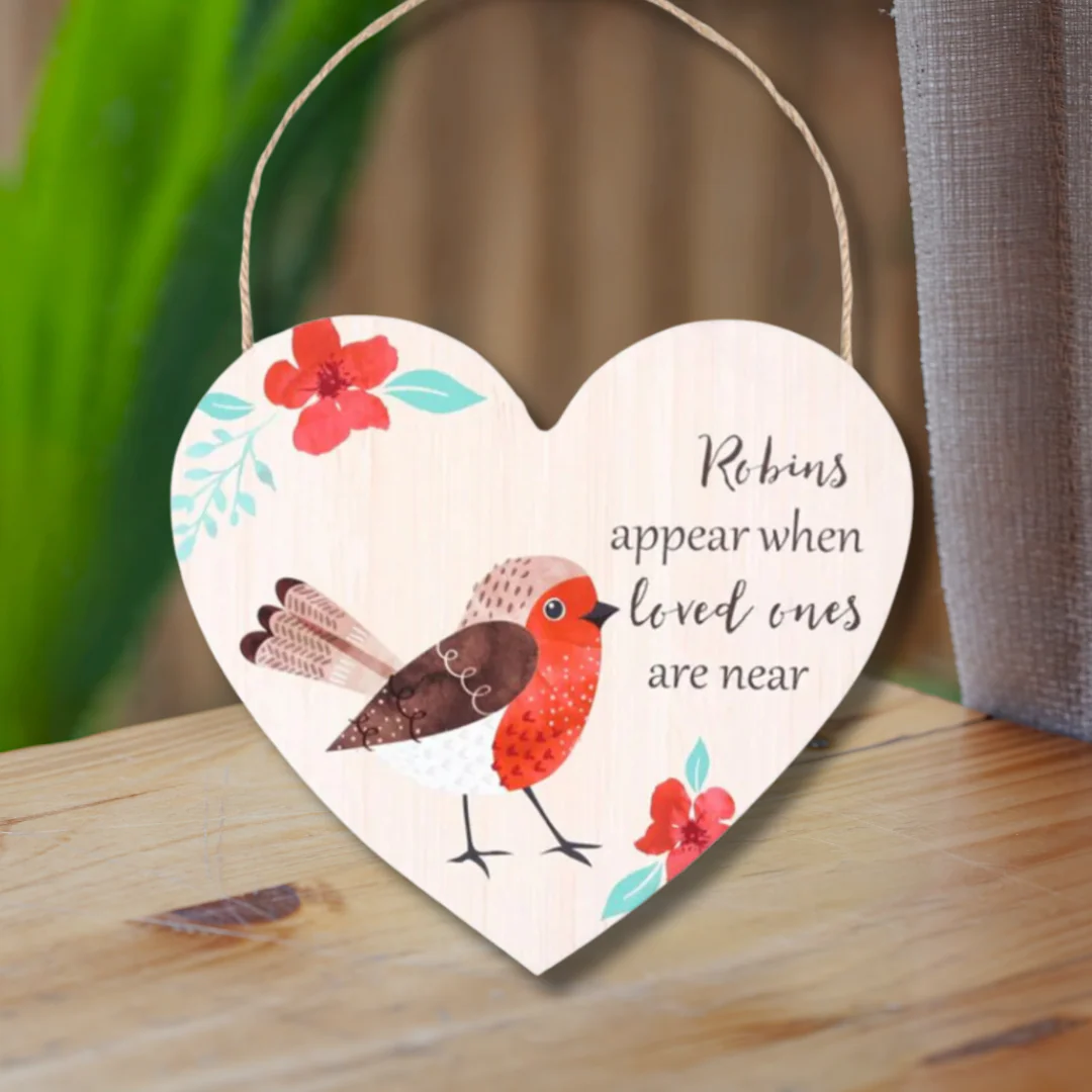 Robin Memorial Hanging Heart Sign