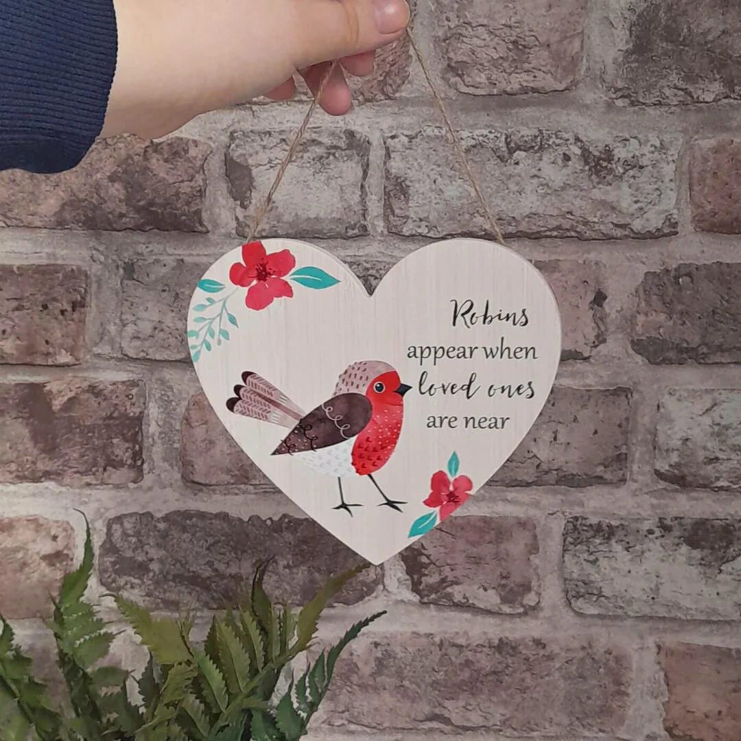 Robin Memorial Hanging Heart Sign - Image 2