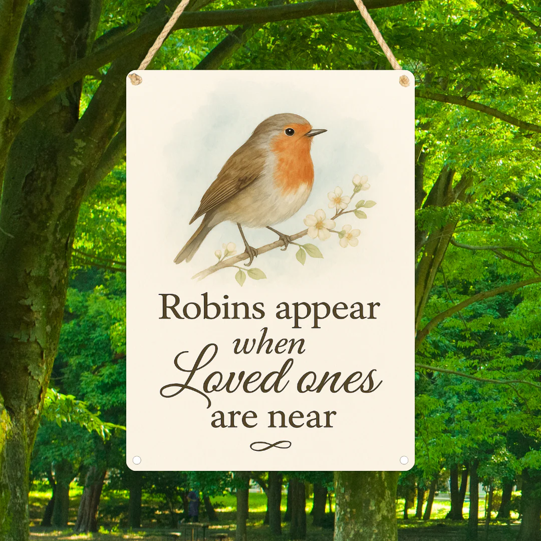 Robins Appear Metal Sign 25cm - Image 2