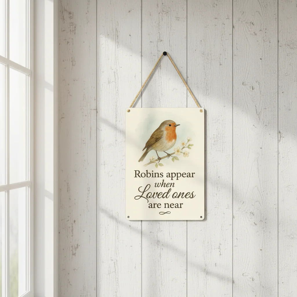 Robins Appear Metal Sign 25cm - Image 6