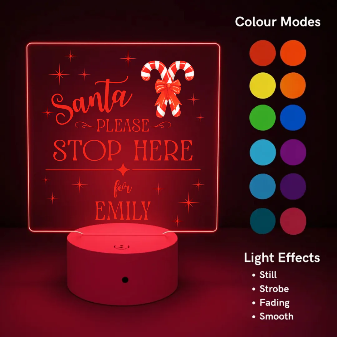 'Santa Please Stop Here' Christmas LED Night Light (You Can Personalise Me!) - Image 3