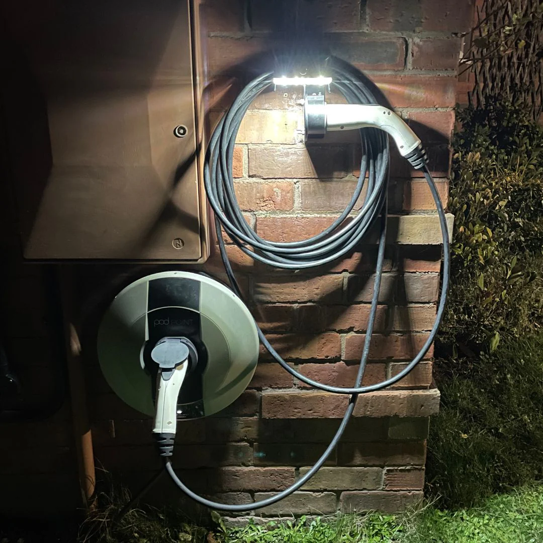 SINGLE - Large EV Charger Cable Holder with Motion Sensor Solar Light - Image 8
