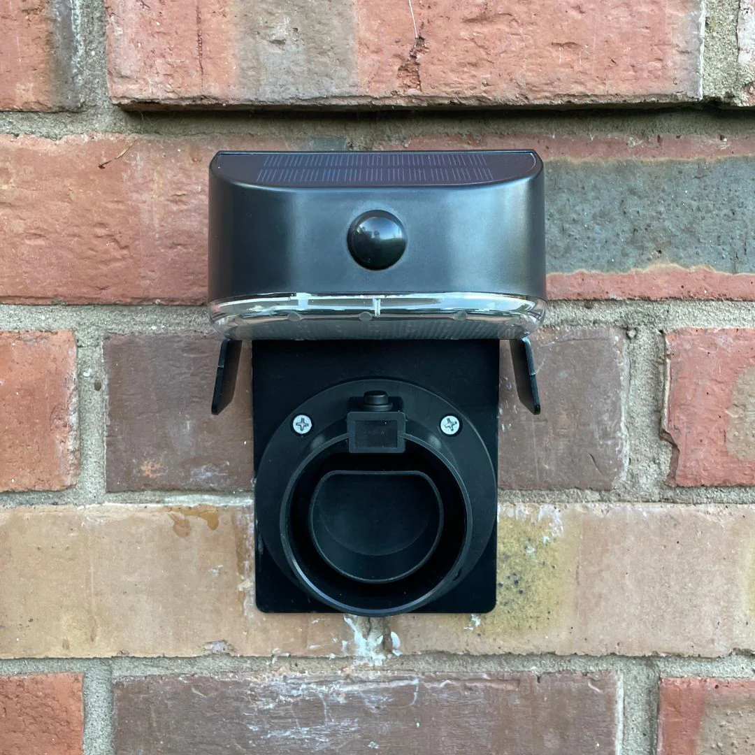 SINGLE - Small EV Charger Cable Holder with Motion Sensor Solar Light