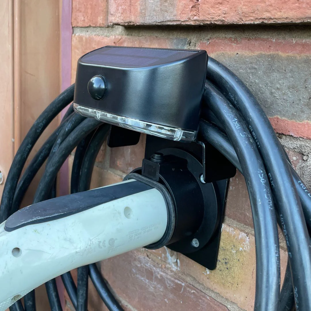 SINGLE - Small EV Charger Cable Holder with Motion Sensor Solar Light - Image 2