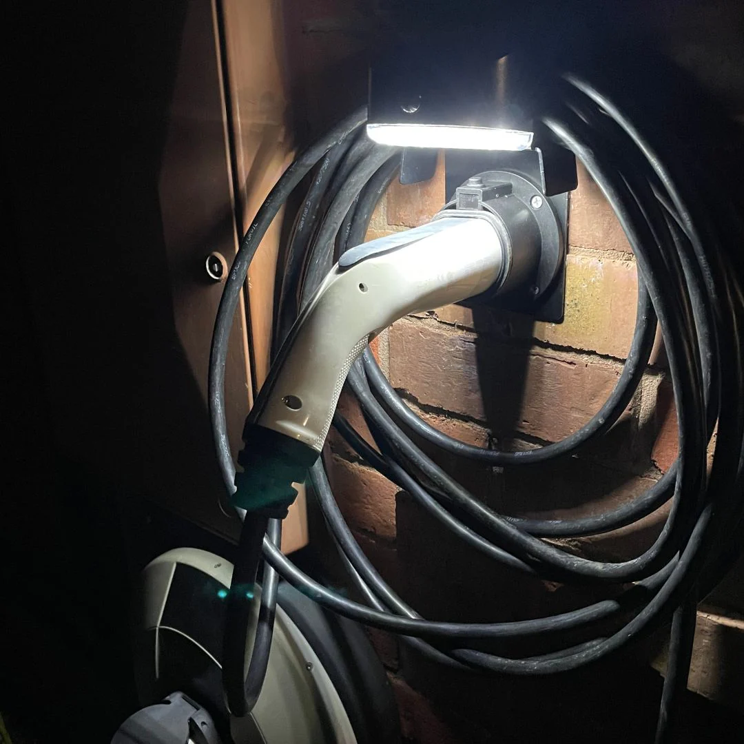 SINGLE - Small EV Charger Cable Holder with Motion Sensor Solar Light - Image 3