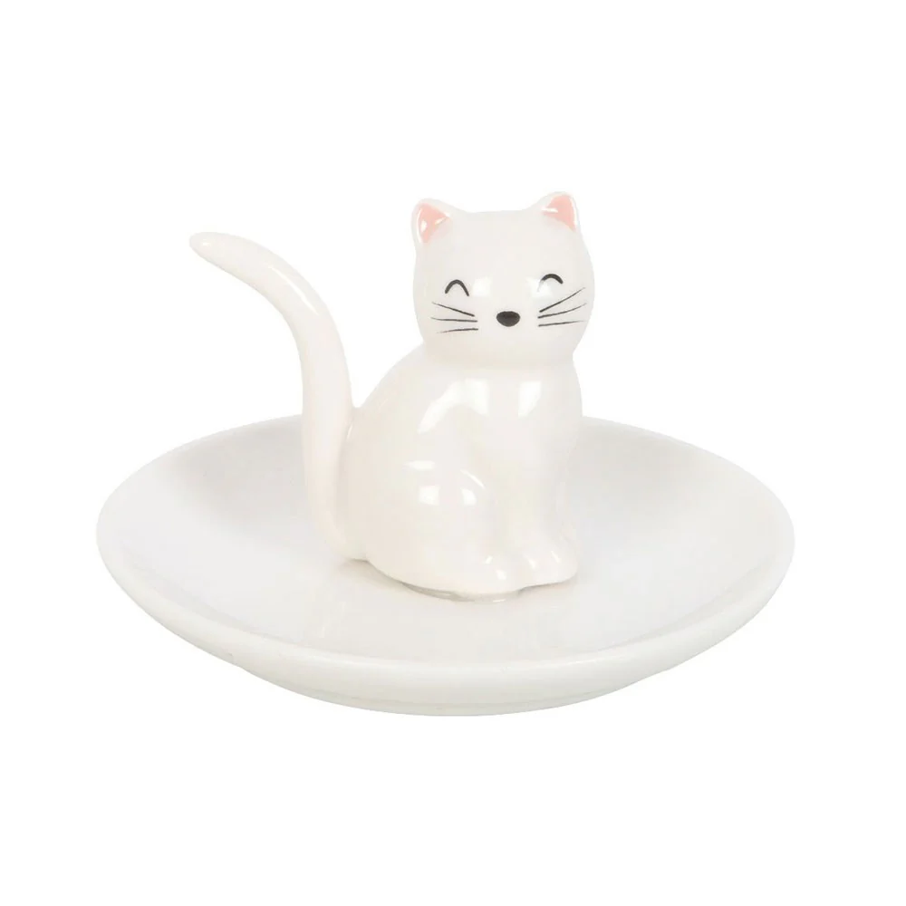 Sitting White Cat Face Trinket Dish - Image 2