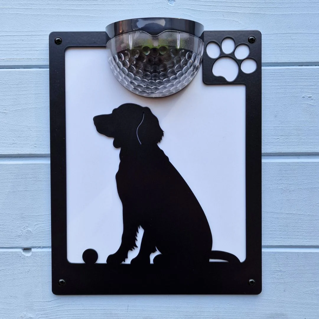 Springer Spaniel with ball Dog Solar Light Wall Plaque - Image 4