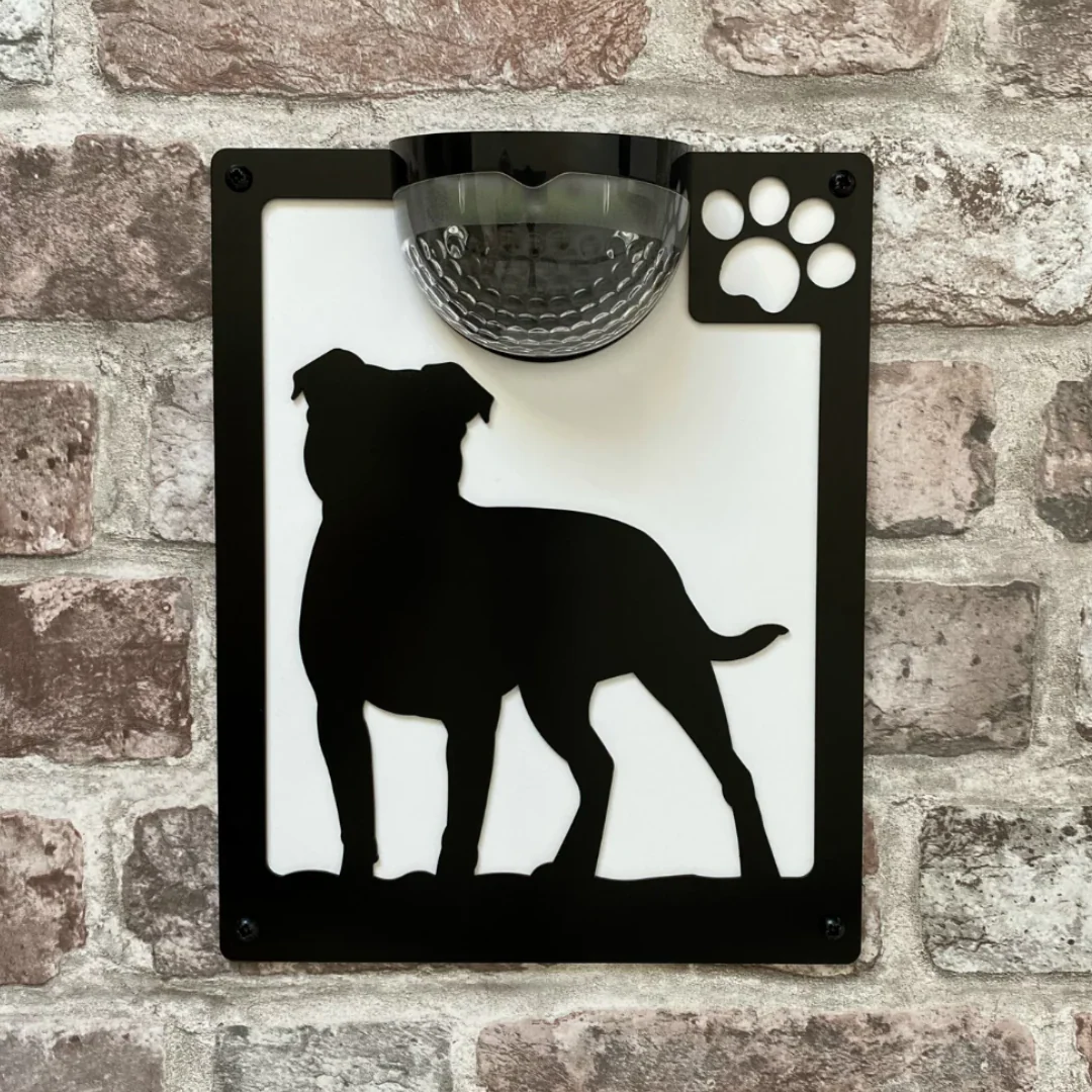 Staffie Dog Solar Light Wall Plaque - Image 5