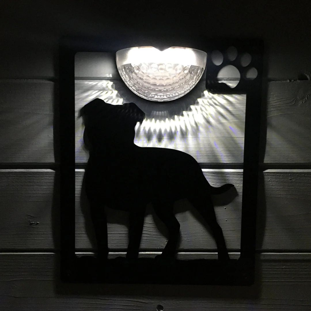 Staffie Dog Solar Light Wall Plaque - Image 9