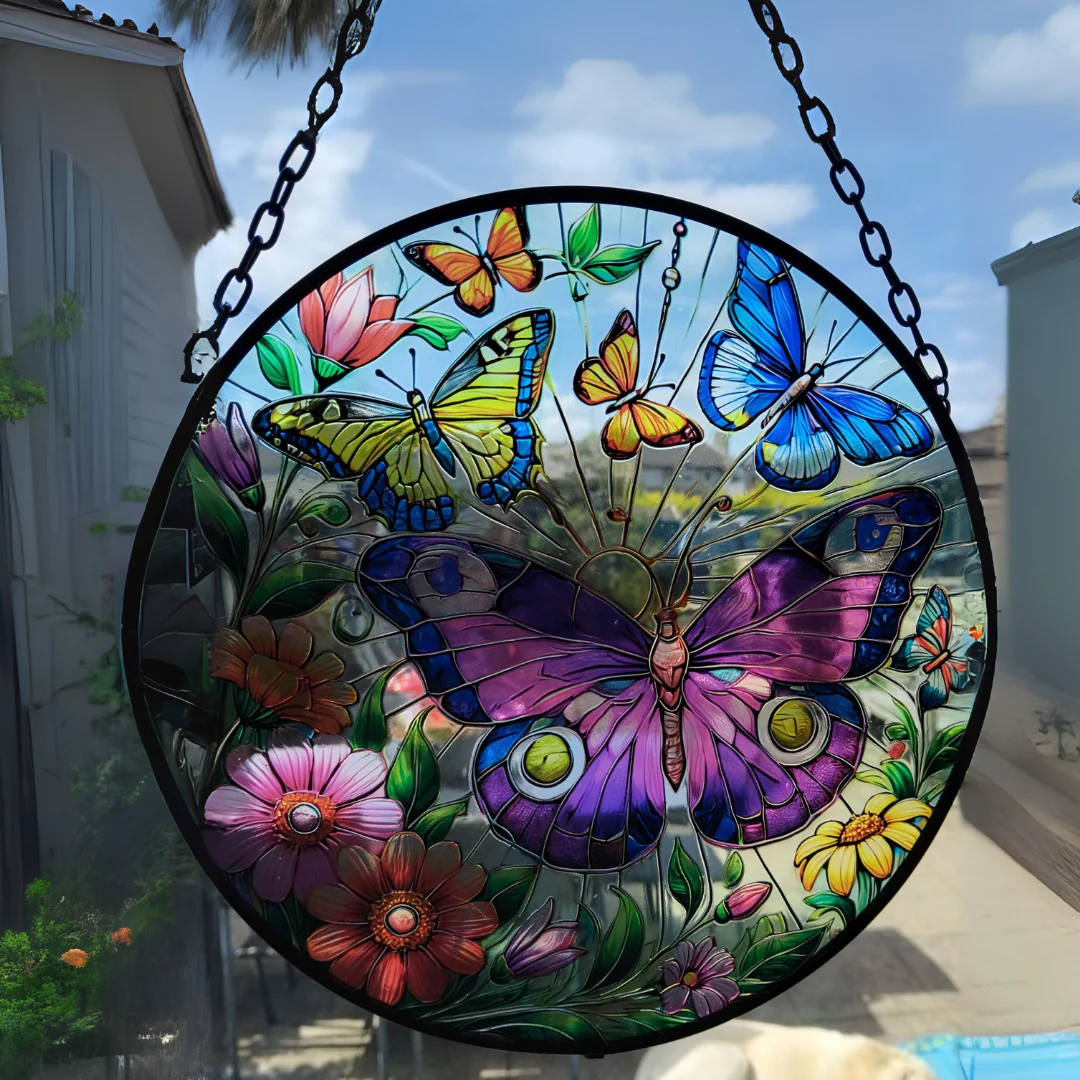 Large Glass Hanging Butterfly Suncatcher - Image 5