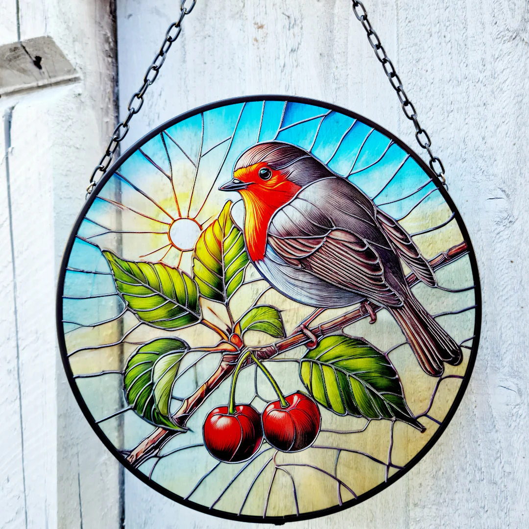 Large Glass Hanging Robin Suncatcher - Image 3
