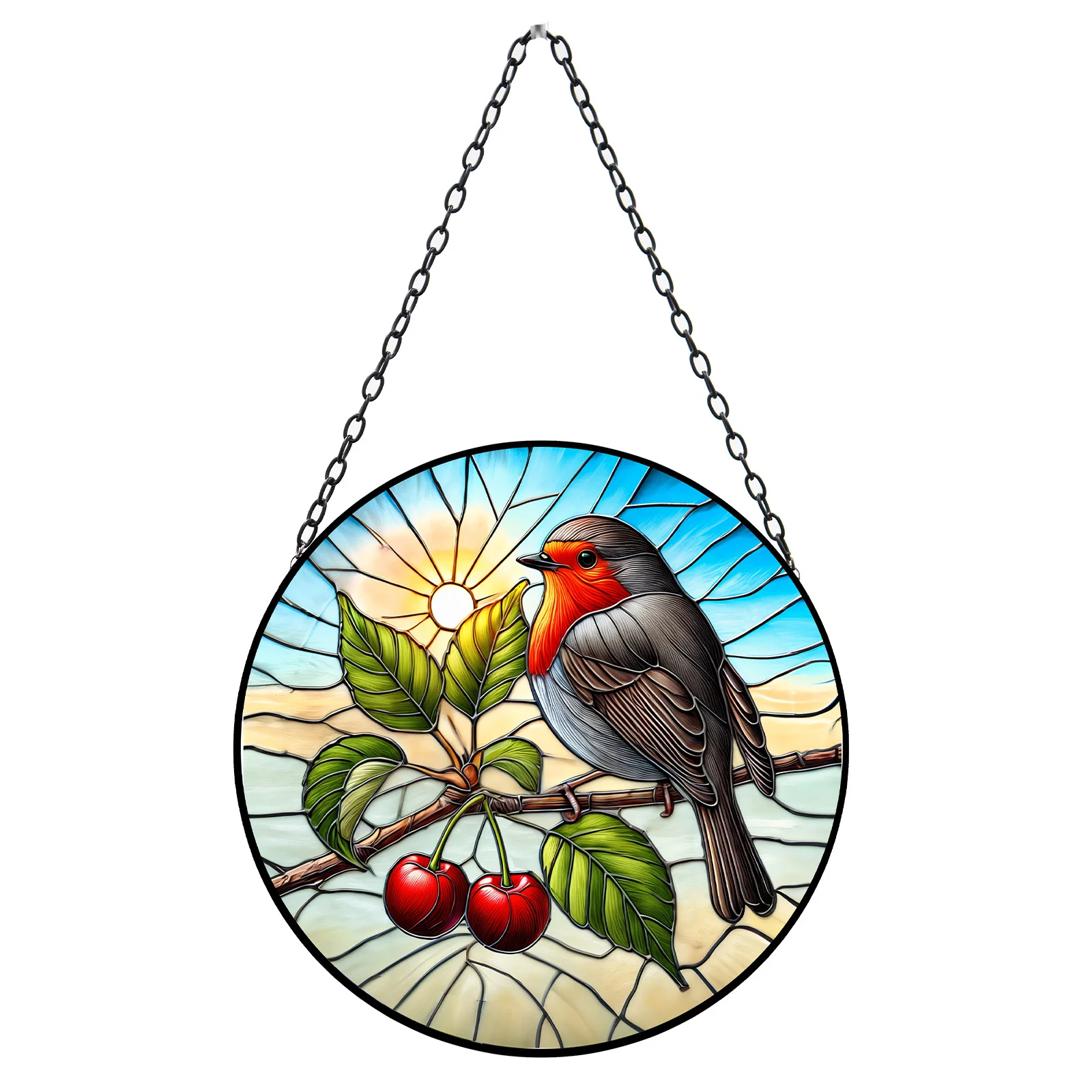 Large Glass Hanging Robin Suncatcher - Image 5