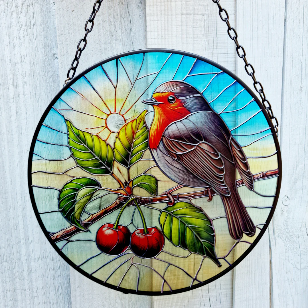 Large Glass Hanging Robin Suncatcher - Image 6