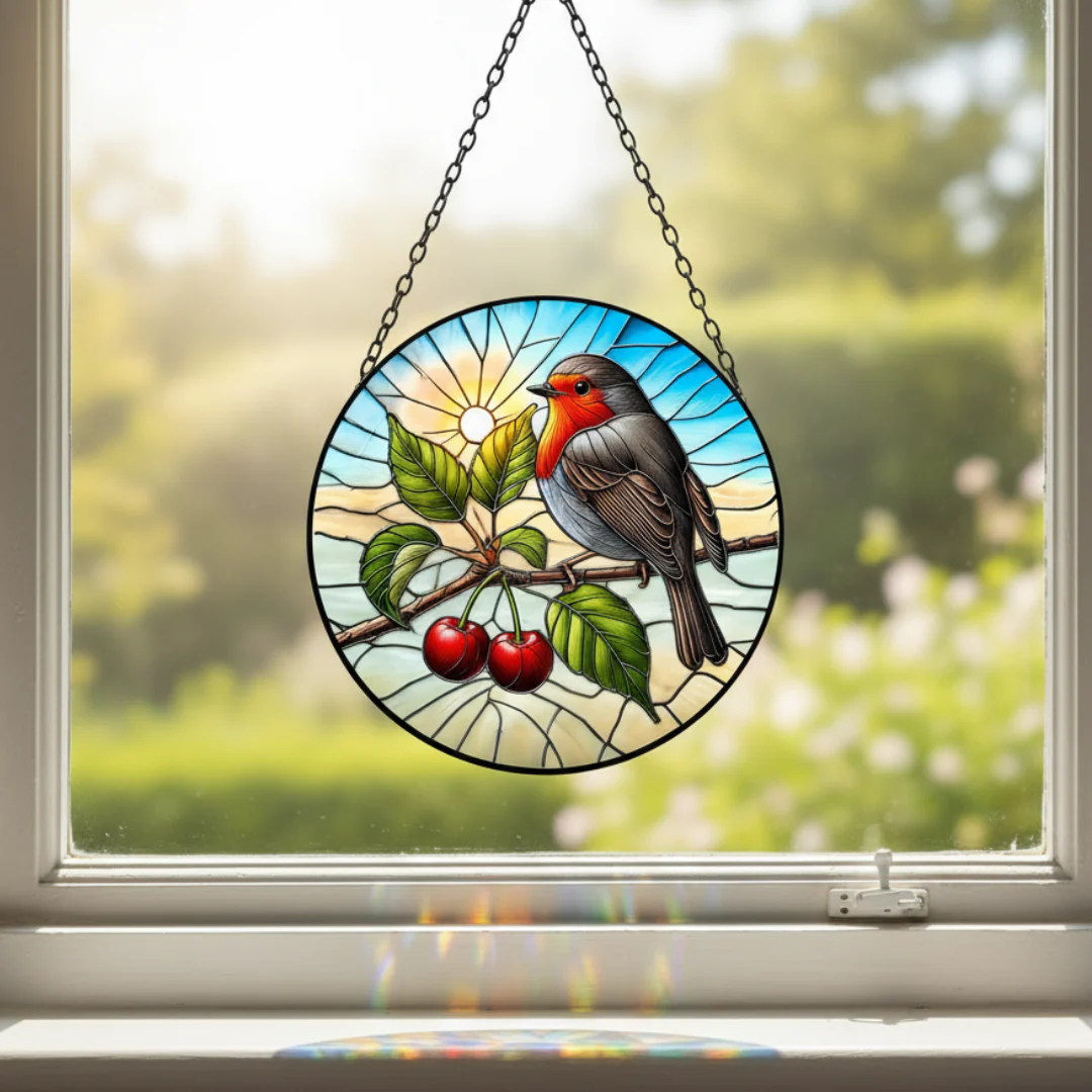 Large Glass Hanging Robin Suncatcher - Image 7