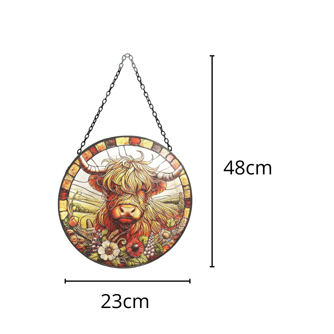 Stained Glass Highland Cow Suncatcher - Image 4