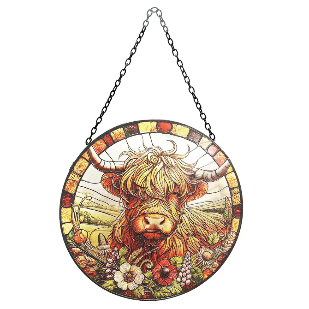 Stained Glass Highland Cow Suncatcher - Image 5