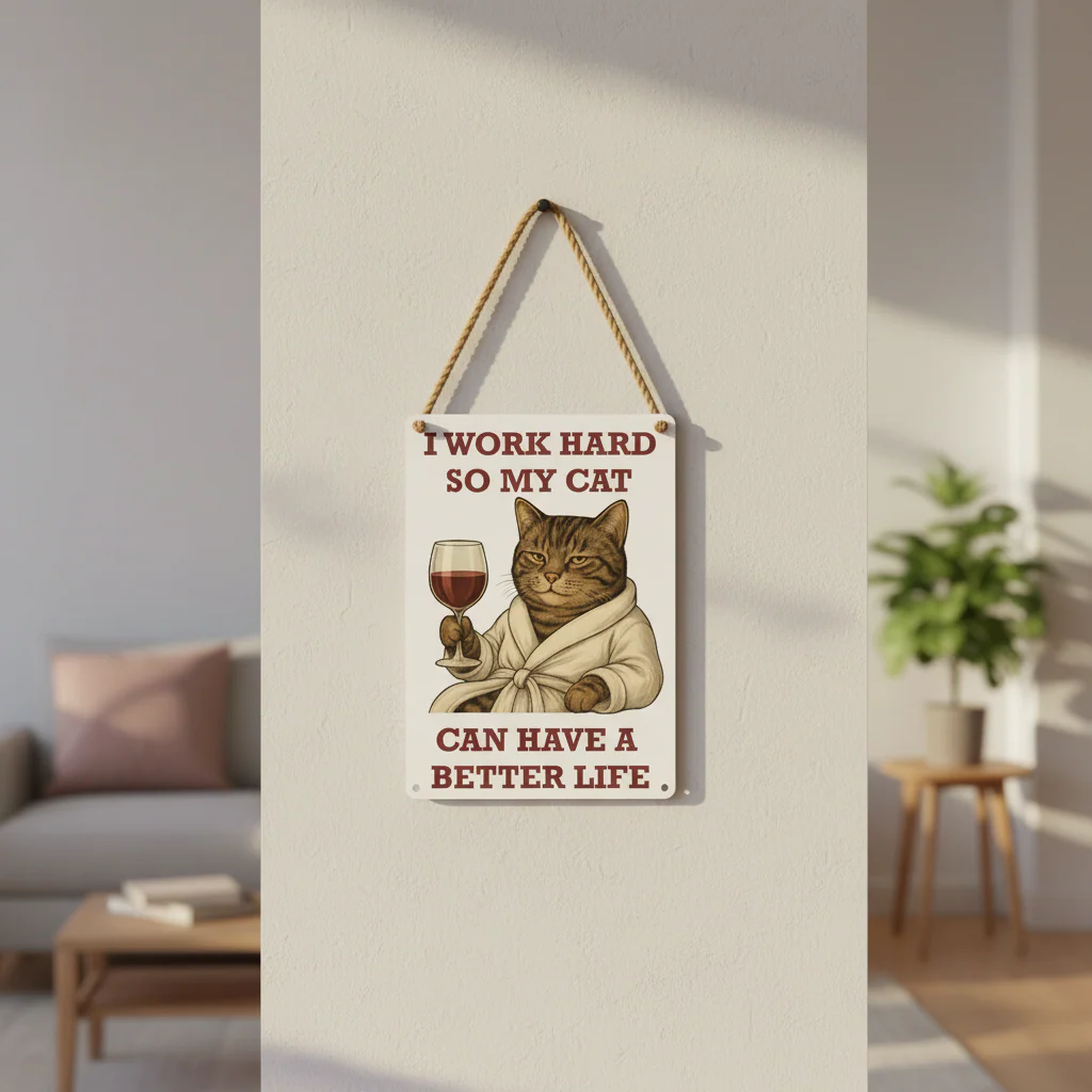 Tabby Cat Better Life Metal Sign 25cm - Image 2
