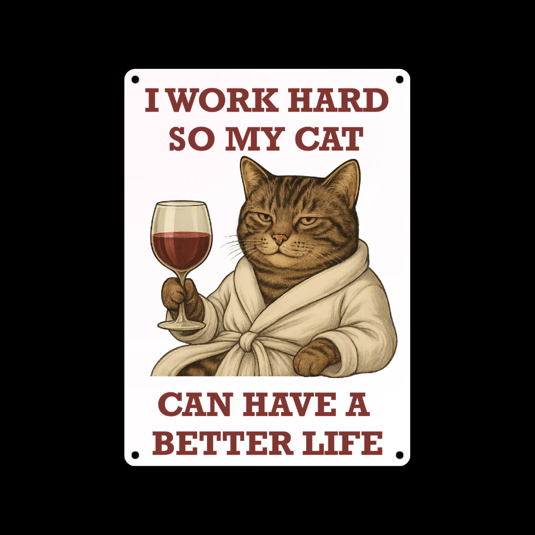 Tabby Cat Better Life Metal Sign 25cm - Image 3
