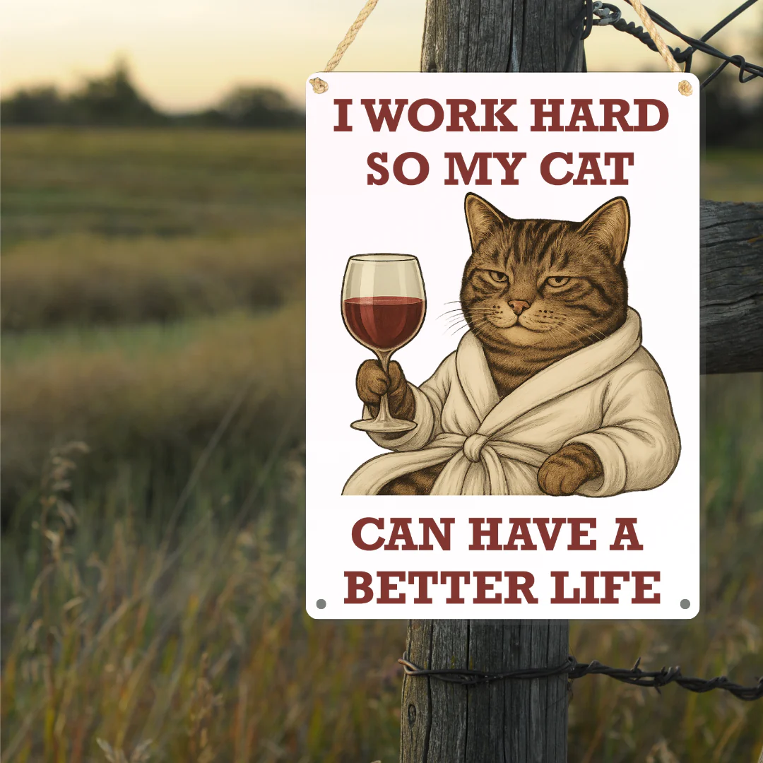 Tabby Cat Better Life Metal Sign 25cm - Image 5