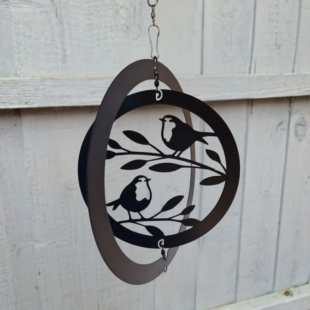 Two Robins Hanging Silhouette Orbit Spinner - Image 3