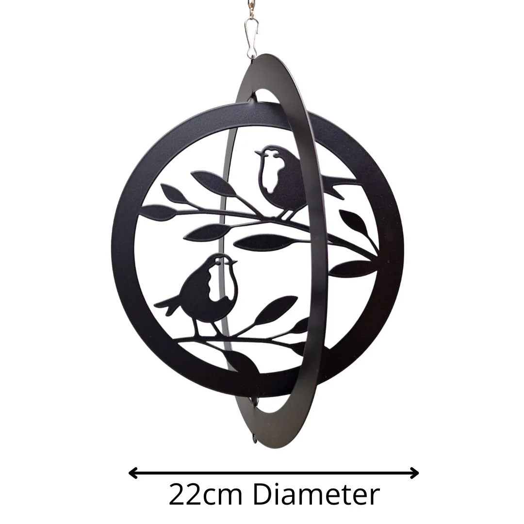 Two Robins Hanging Silhouette Orbit Spinner - Image 4