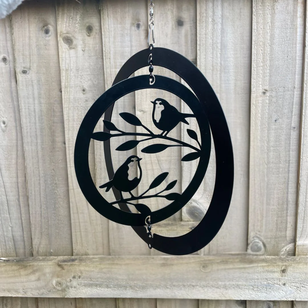 Two Robins Hanging Silhouette Orbit Spinner - Image 5