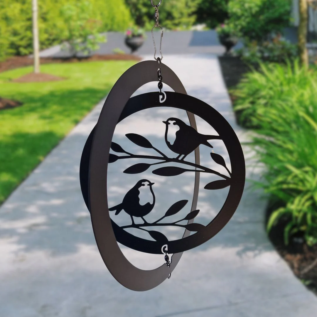 Two Robins Hanging Silhouette Orbit Spinner - Image 6