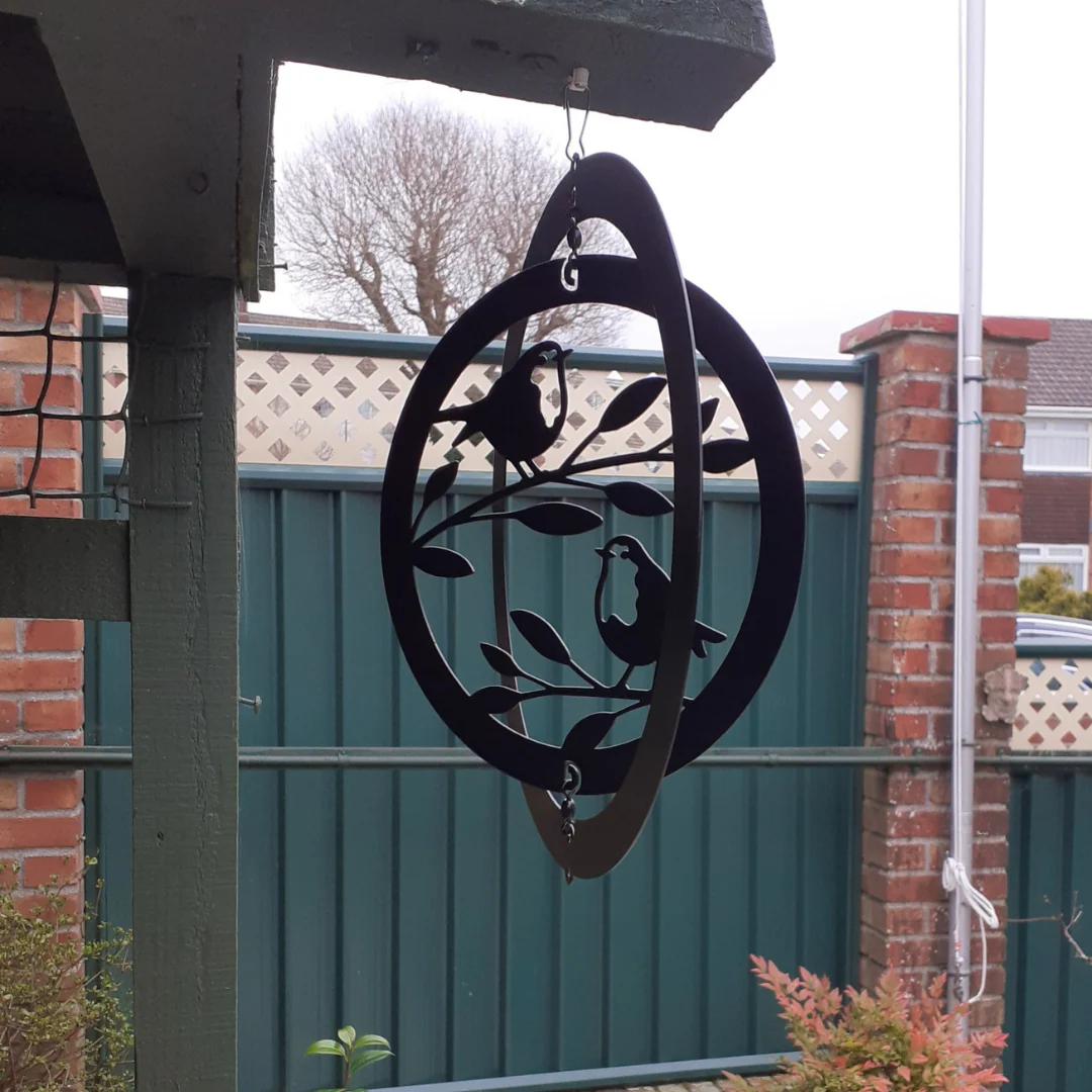Two Robins Hanging Silhouette Orbit Spinner - Image 7