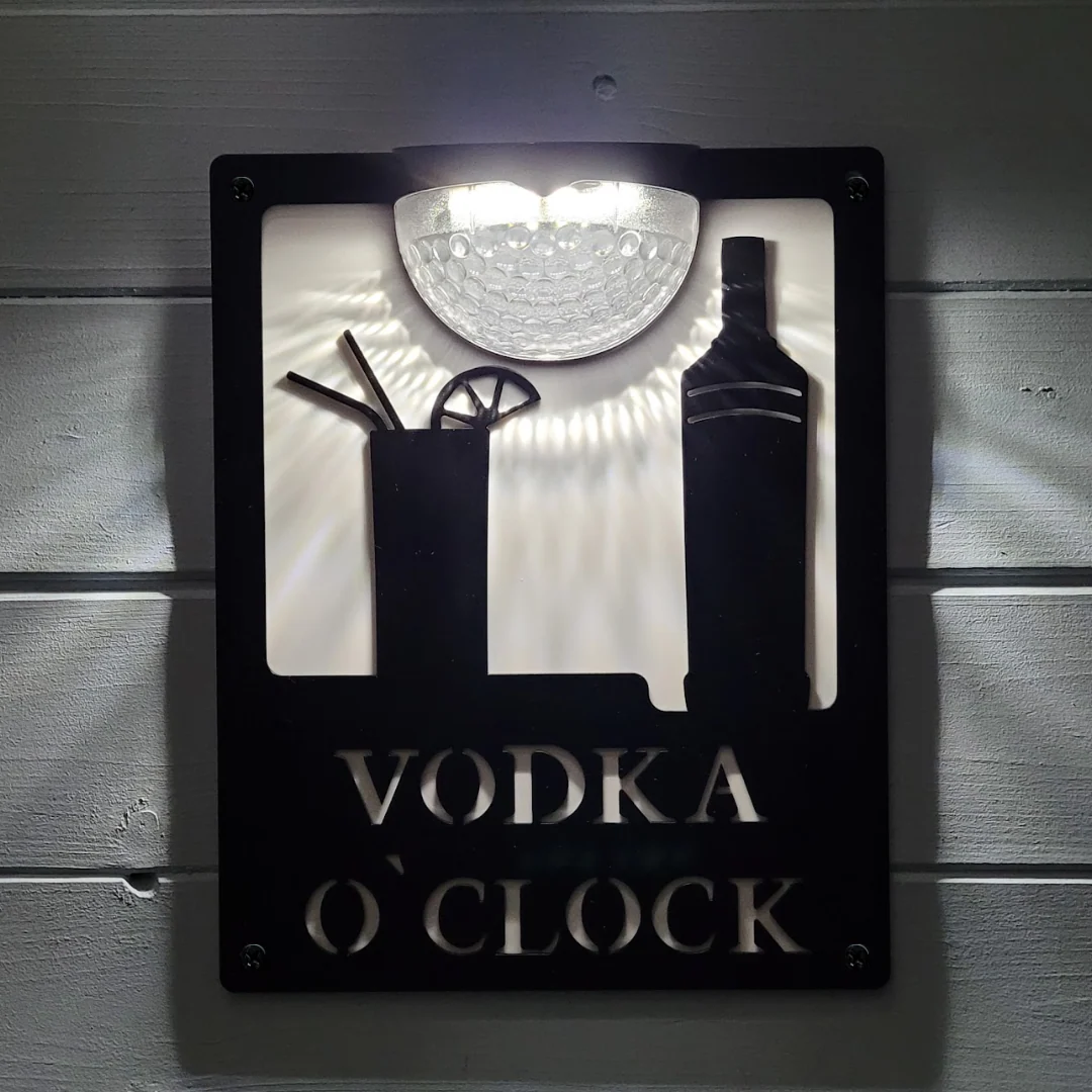 Vodka O'Clock Sign with Solar Powered Light - Image 4