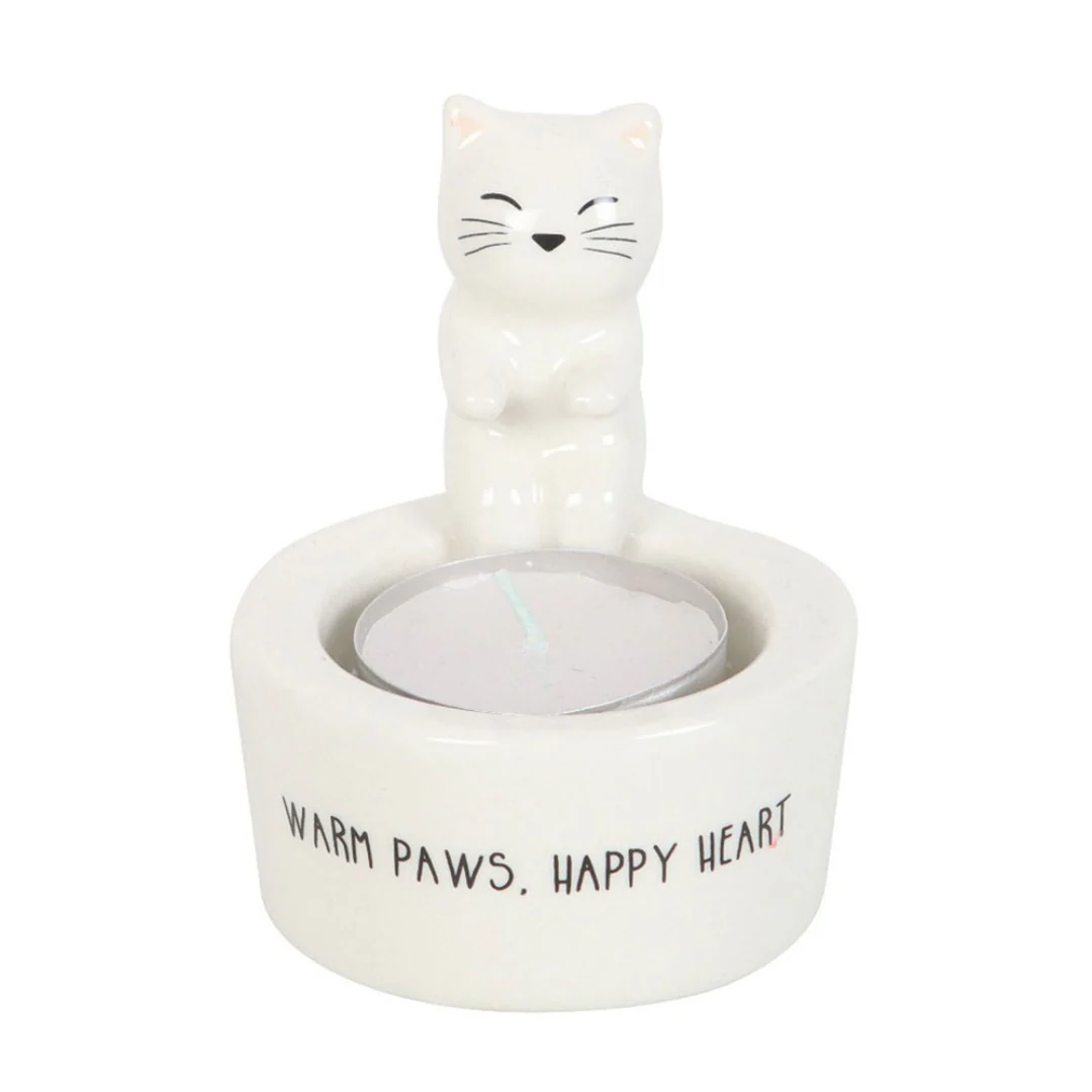 Warm Paws, Happy Heart Cat Tealight Holder - Image 3