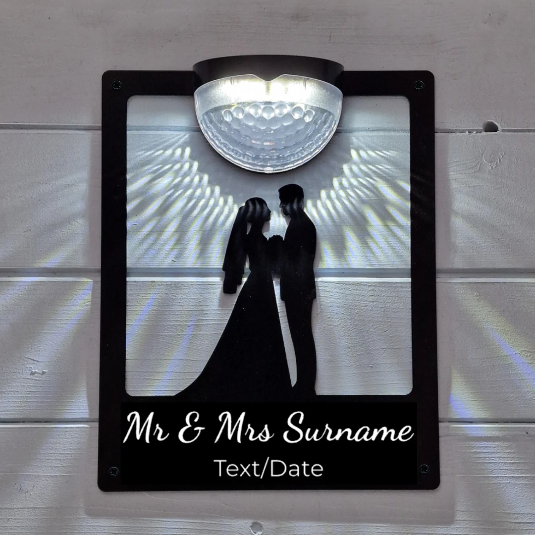 'Mr & Mrs' Wedding Solar Light Wall Plaque (You Can Personalise Me!) - Image 2