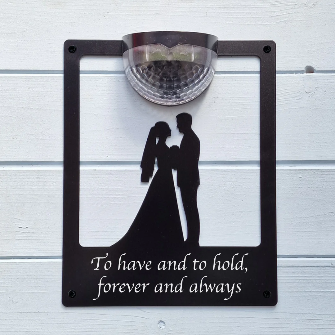 "To have and to hold" Wedding Solar Light Wall Plaque - Image 3