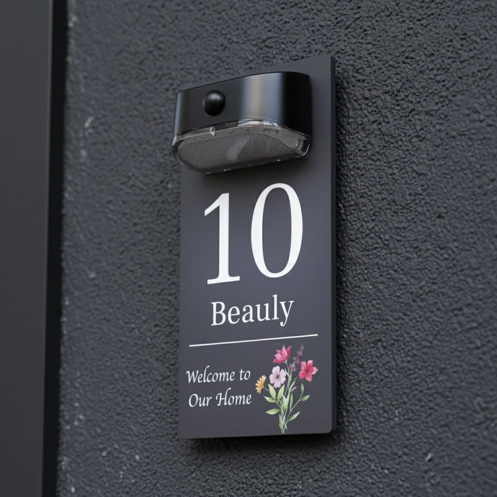 'Welcome to Our Home' Motion Sensor Solar House Name Sign - Image 7