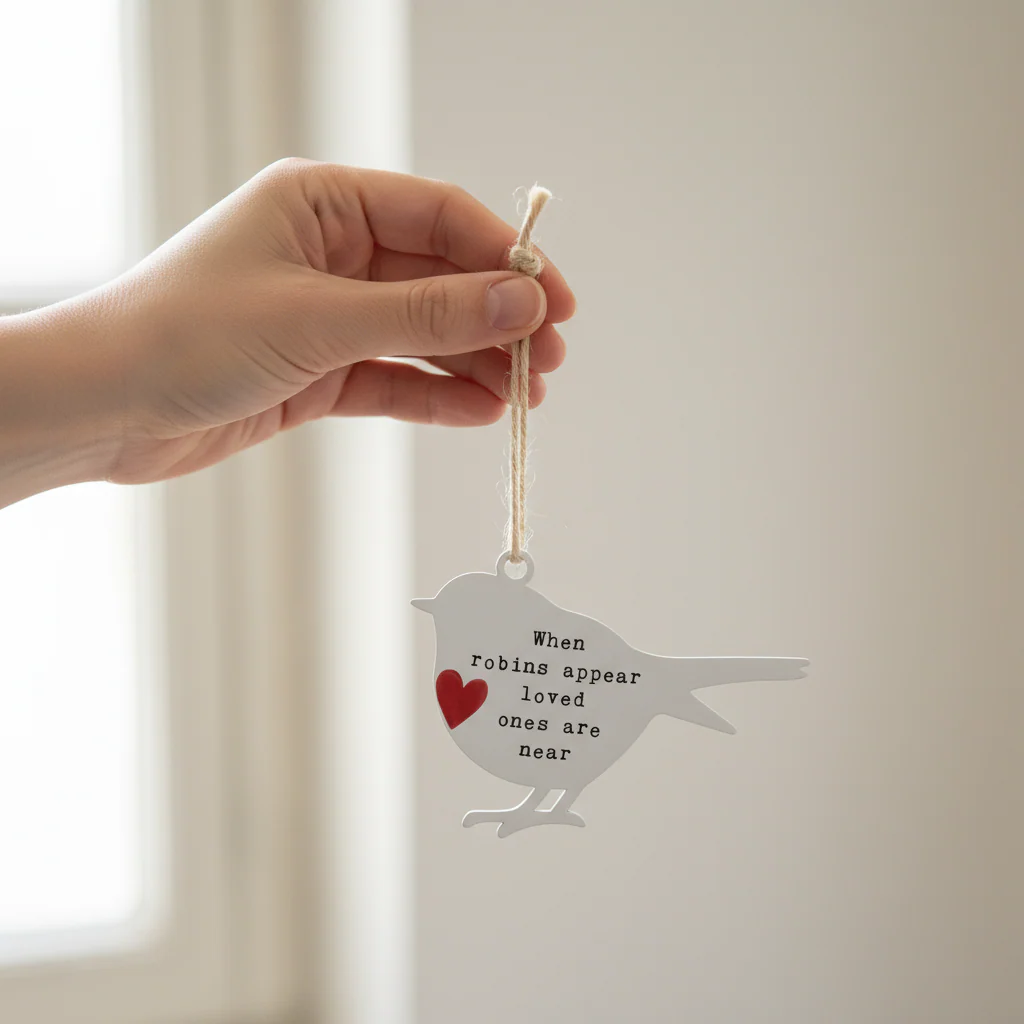 'When Robins Appear Loved Ones Are Near' - White Robin Hanging Decor - Image 3