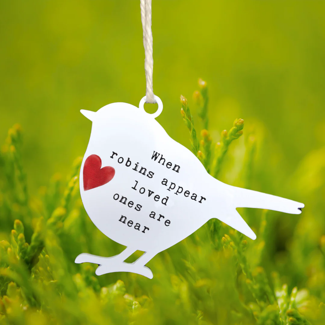 'When Robins Appear Loved Ones Are Near' - White Robin Hanging Decor - Image 5