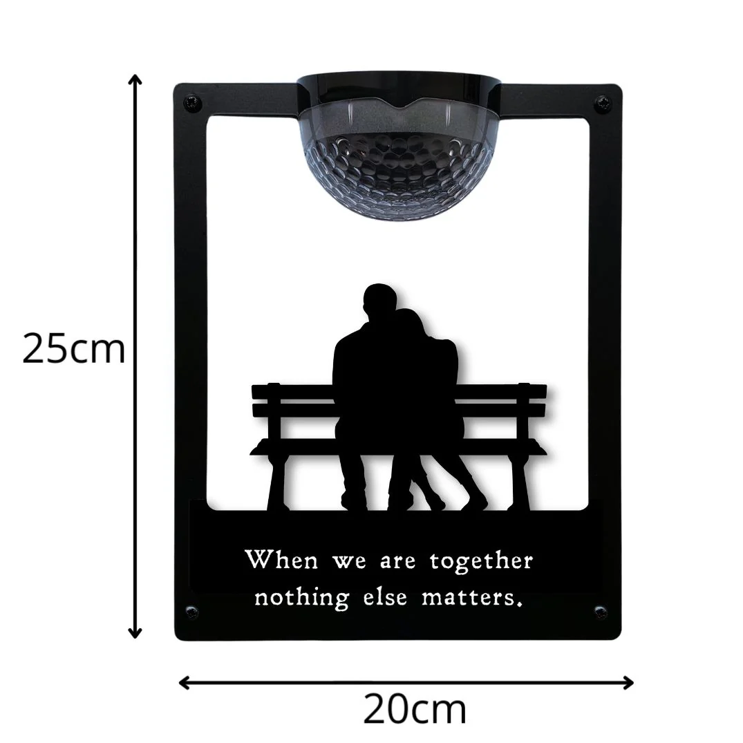 'When we are together nothing else matters' Couple on Bench Solar Light Wall Plaque - Image 7