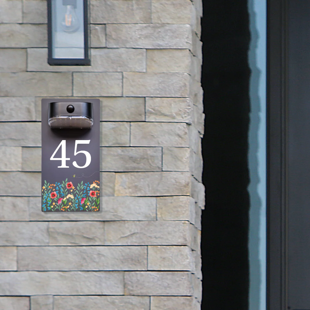 Wildflower Motion Sensor Solar House Number Sign