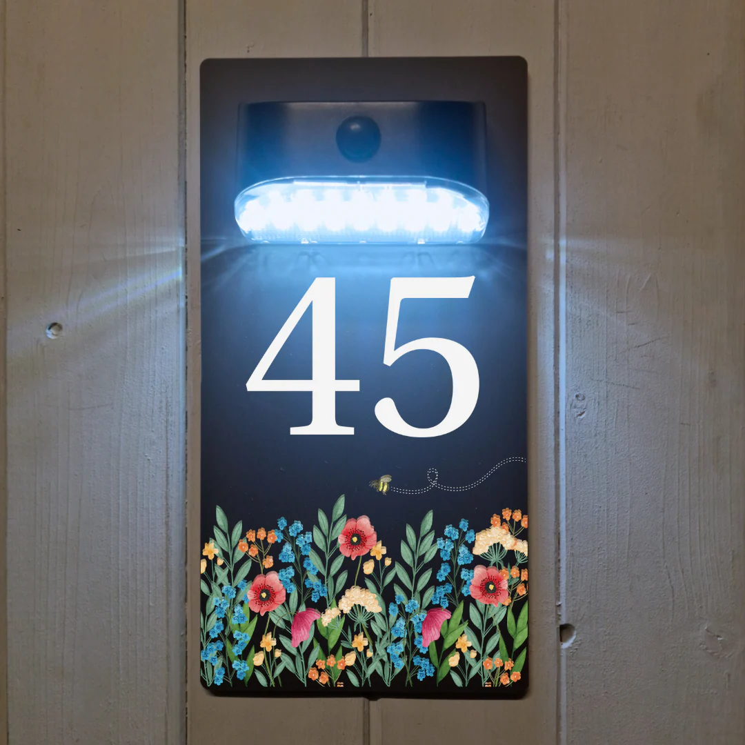Wildflower Motion Sensor Solar House Number Sign - Image 2
