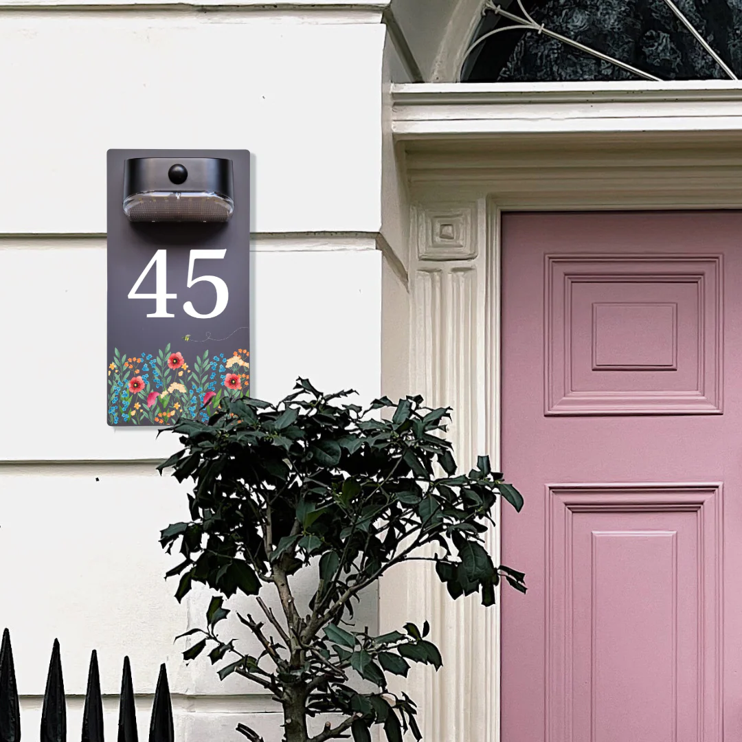 Wildflower Motion Sensor Solar House Number Sign - Image 4