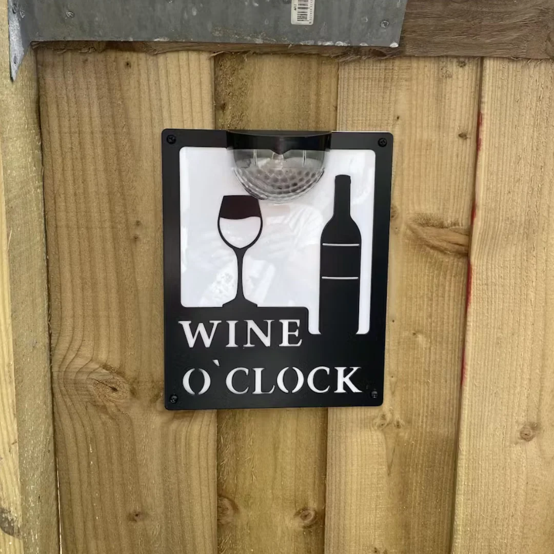 Wine O'Clock Sign with Solar Powered Light - Image 3