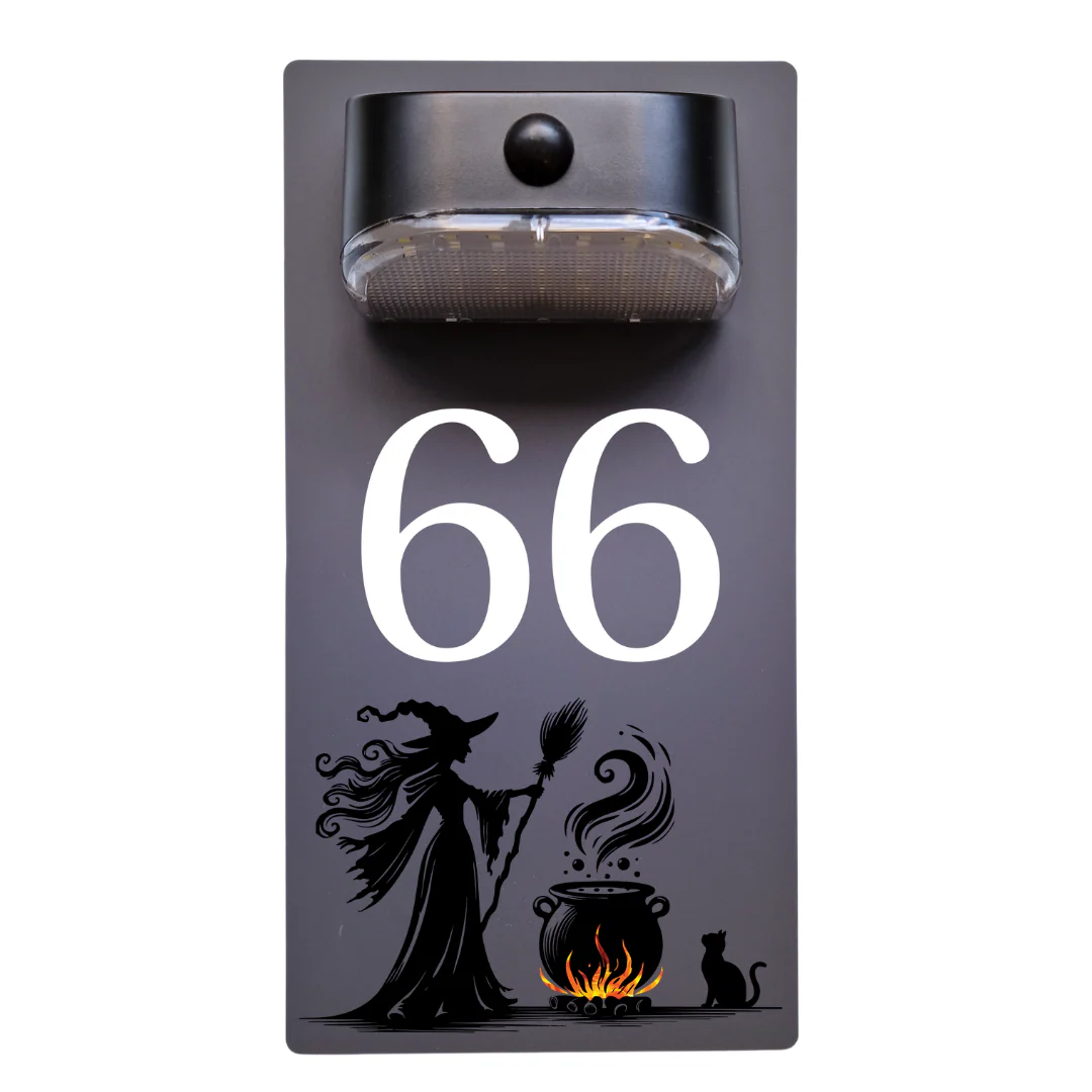Witch Motion Sensor Solar House Number Sign - Image 10