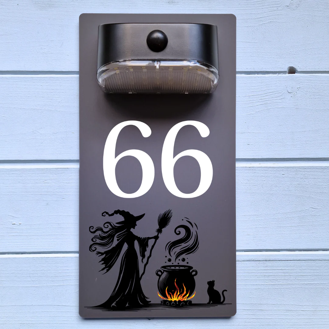 Witch Motion Sensor Solar House Number Sign - Image 4