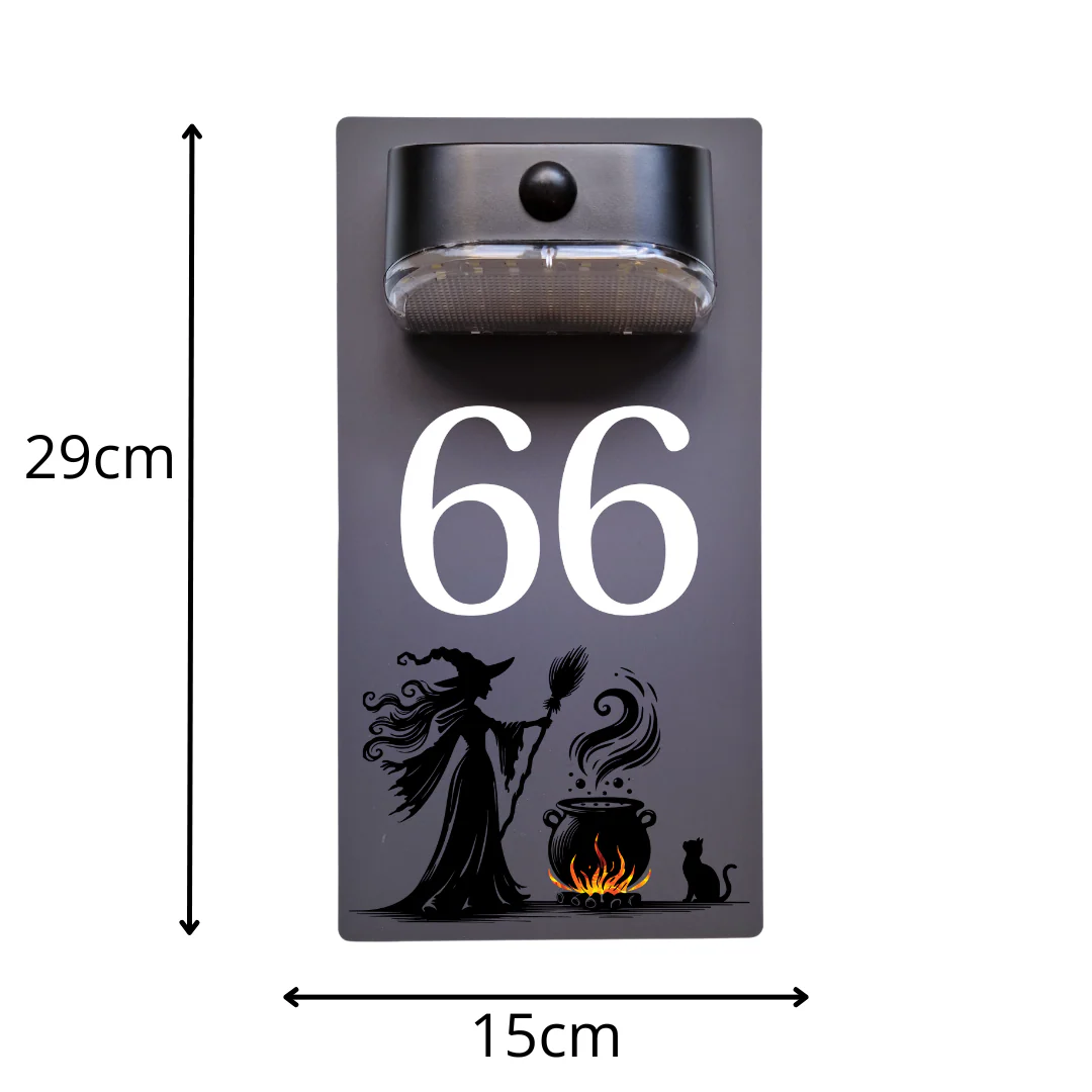 Witch Motion Sensor Solar House Number Sign - Image 9