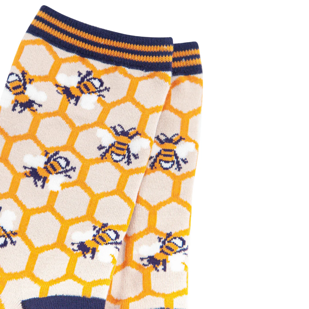 Women's Honeycomb and Bee Bamboo Socks - Image 3