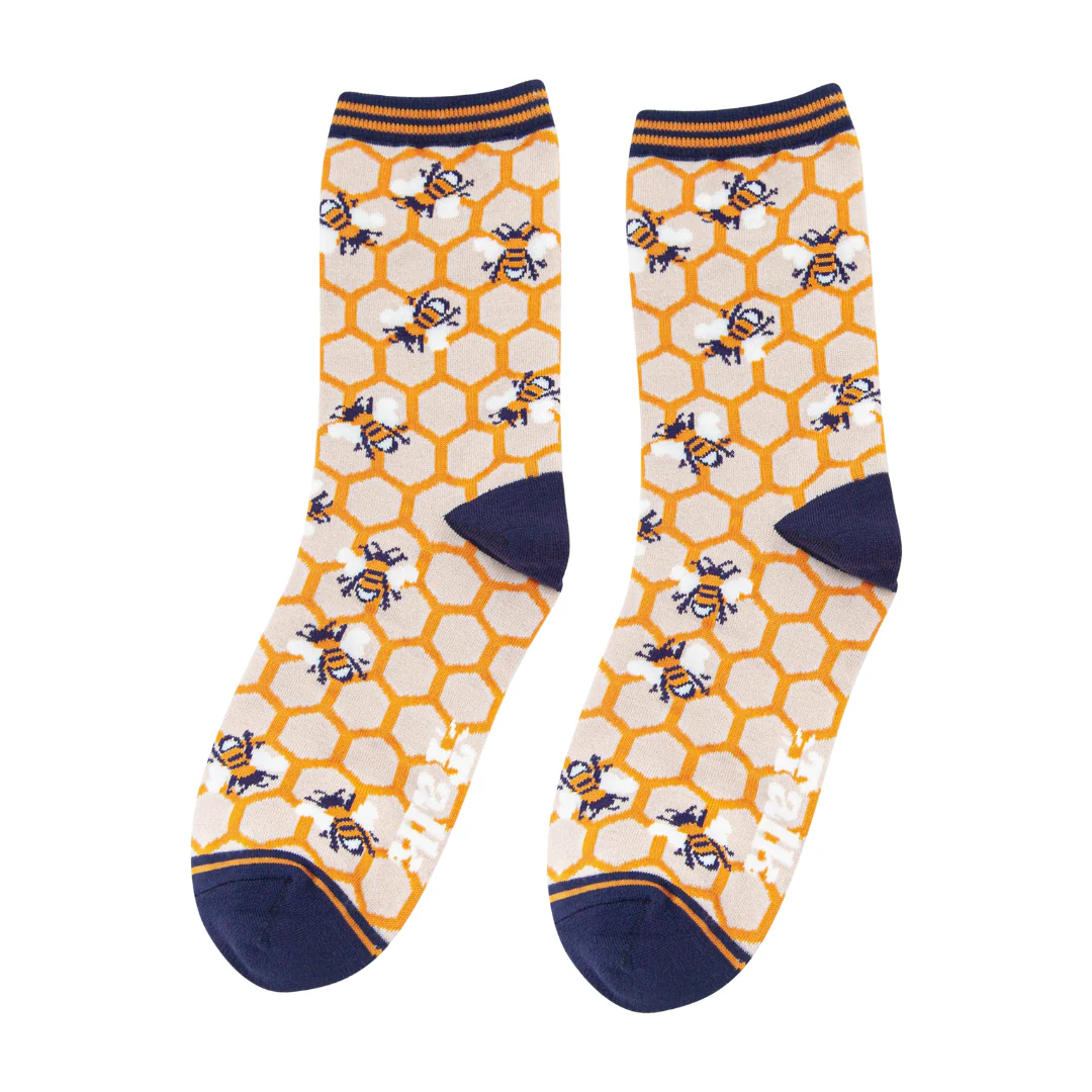 Women's Honeycomb and Bee Bamboo Socks - Image 4