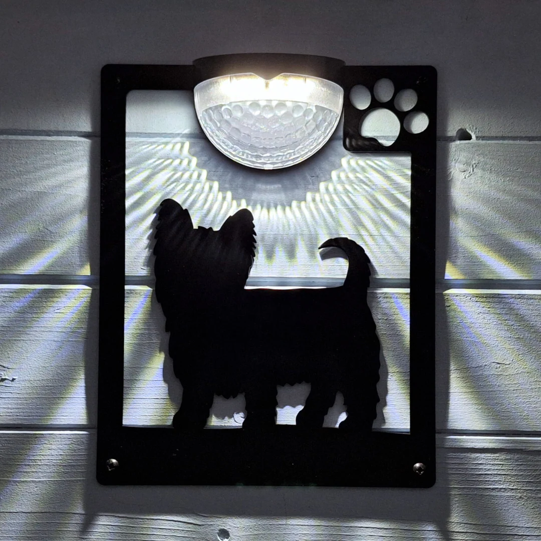 Yorkshire Terrier Dog Solar Light Wall Plaque - Image 2