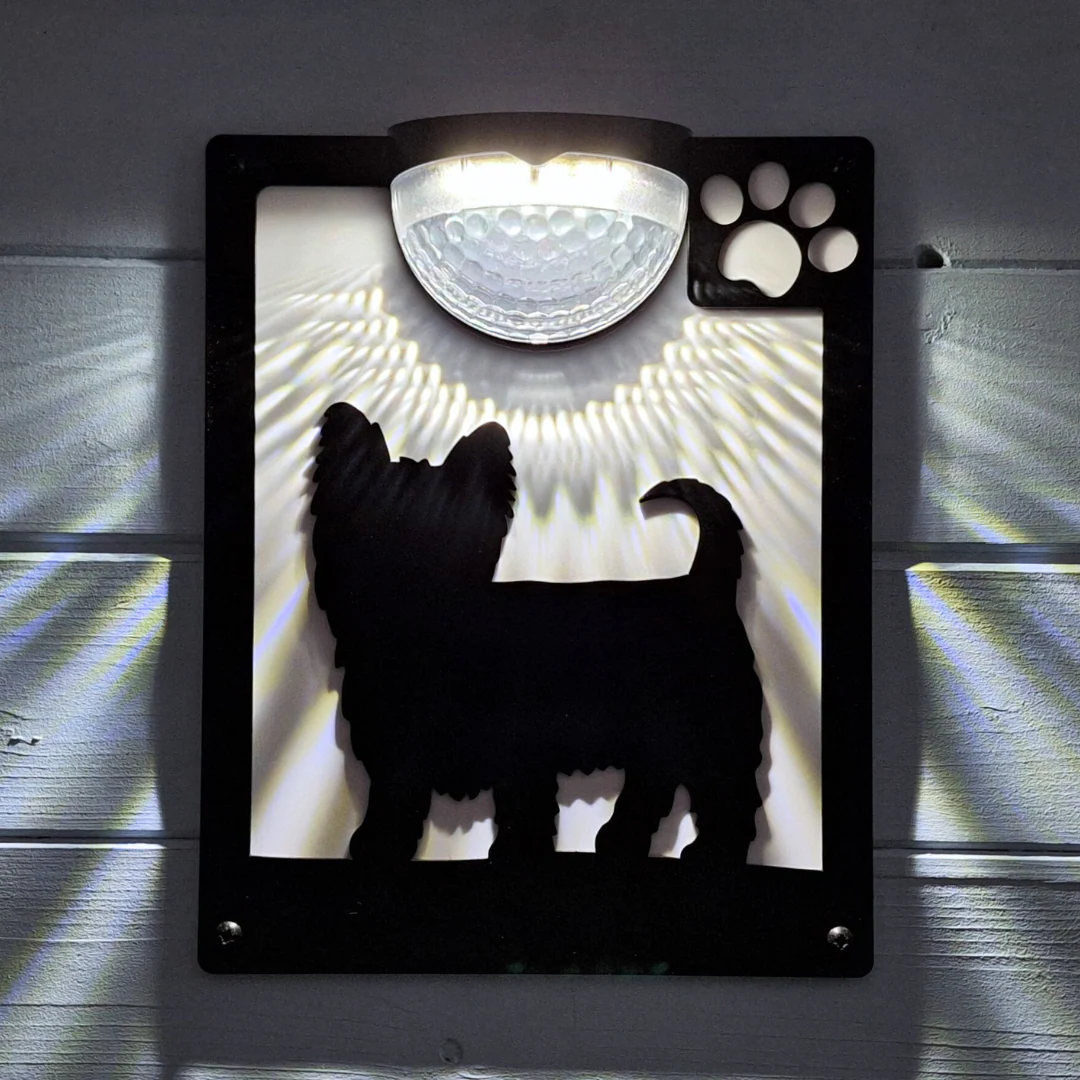 Yorkshire Terrier Dog Solar Light Wall Plaque - Image 4